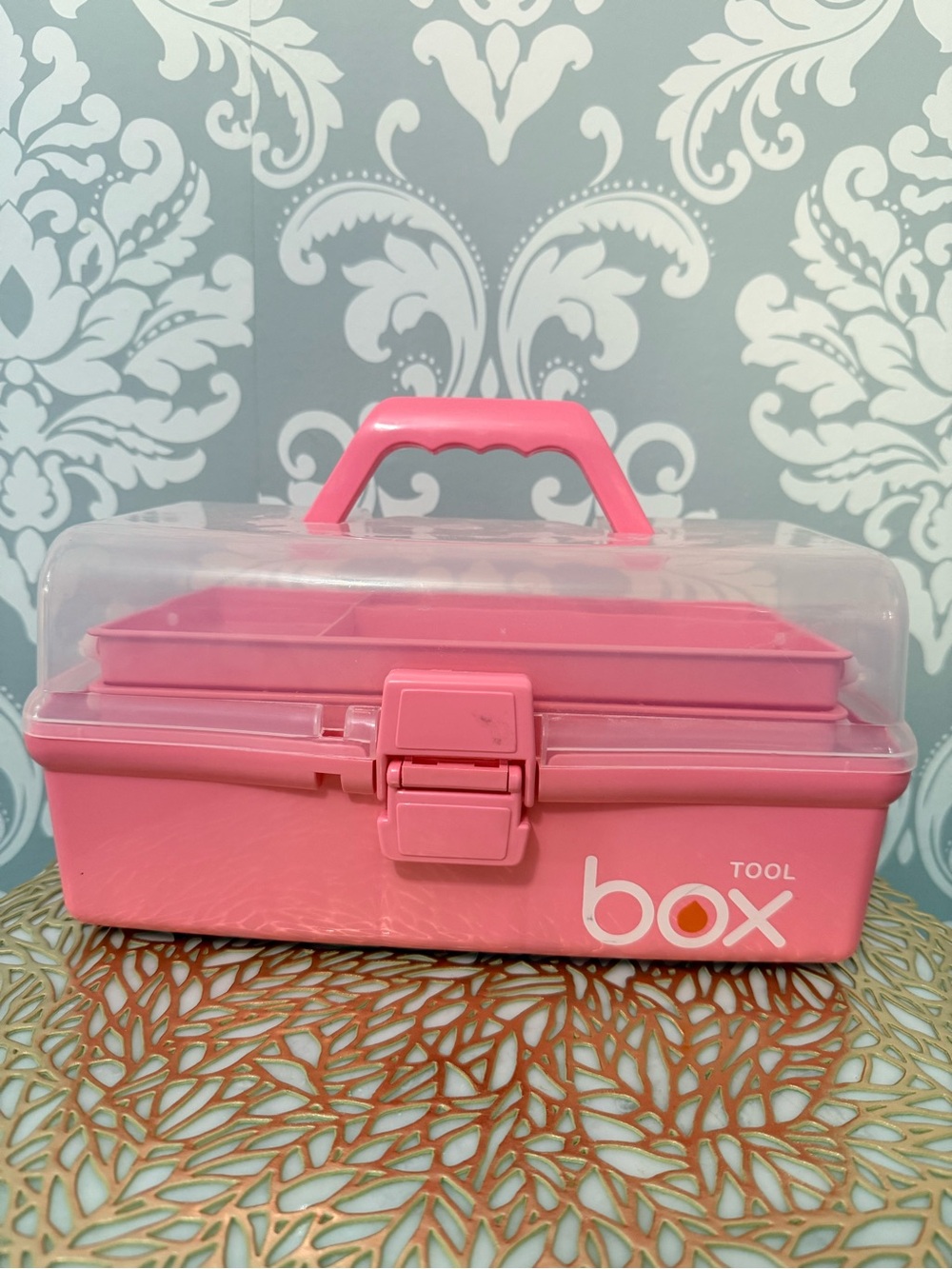 💫4/$25 • Kinsorcai 12'' Three-Layer Clear Plastic Storage Box with Handle